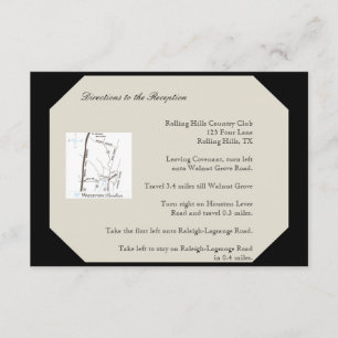 Ivory Black and Gold Damask Wedding Directions Enclosure Card