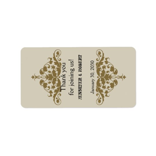 Ivory Black and Gold Damask Wedding Lip Balm Label Address Label