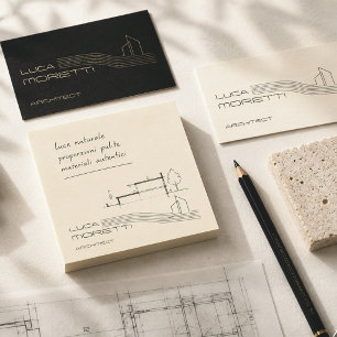 Ivory Black Architect Luxury Minimal Branded Post-it Notes
