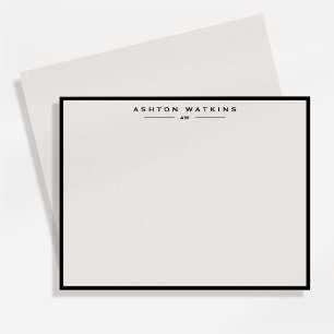 Ivory Black Border Personalised Note Card