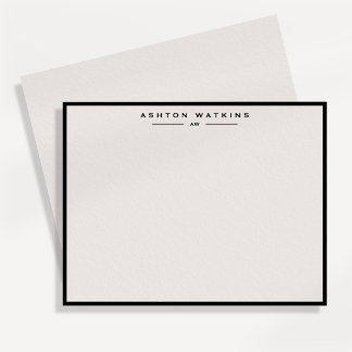 Ivory Black Border Personalised Note Card