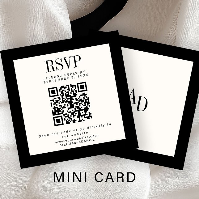 Ivory black classic elegant QR RSVP wedding Enclosure Card (Creator Uploaded)
