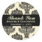 Ivory & Black Damask Round Wedding Labels
