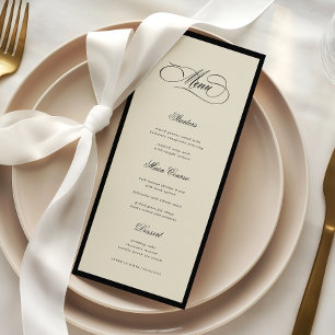 Ivory & Black Old Money Aesthetic Retro Wedding Menu