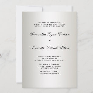 Ivory Black Tie Damask Wedding Invitations
