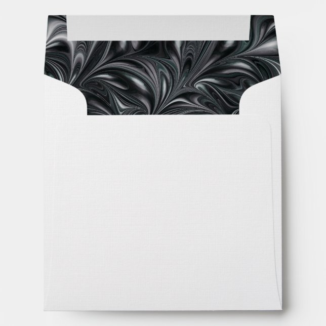 Ivory Black White Marbled Wedding Envelope (Back (Bottom))