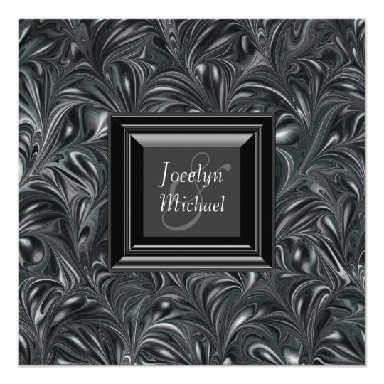 Ivory Black White Marbled Wedding Invitations