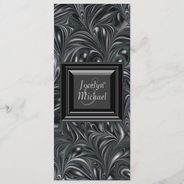 Ivory Black White Marbled Wedding Programs Programme (Front)