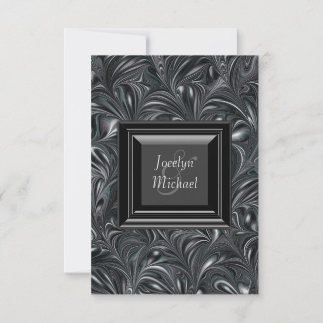 Ivory Black White Wedding RSVP Card (Front)