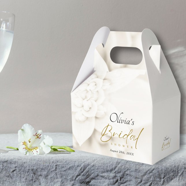 Ivory Bloom & Elegant Gold Script Bridal Shower Favour Box (Creator Uploaded)