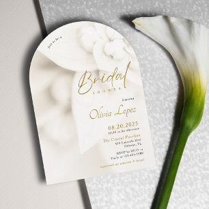 Ivory Bloom & Elegant Gold Script Bridal Shower  Invitation
