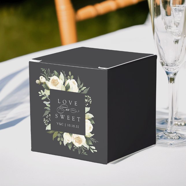 Ivory Bloom | Floral "Love is Sweet" Wedding Favour Box (Creator Uploaded)