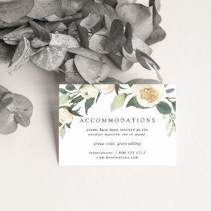 Ivory Bloom   Floral Wedding Hotel Accommodations Enclosure Card