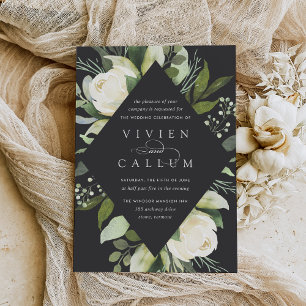 Ivory Bloom   Geometric Floral Frame Wedding Invitation