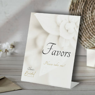 Ivory Bloom & Gold Script Bridal Shower Favours Pedestal Sign