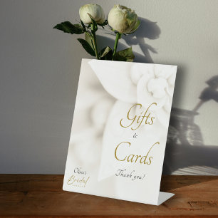 Ivory Bloom Gold Script Bridal Shower Gifts Cards Pedestal Sign