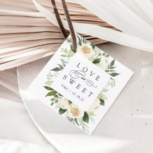 Ivory Bloom "Love Is Sweet" Floral Frame Wedding Favour Tags