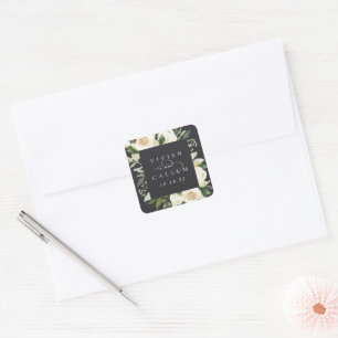Ivory Bloom Personalised Floral Frame Wedding Square Sticker