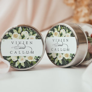 Ivory Bloom   Personalised Floral Wedding Classic Round Sticker