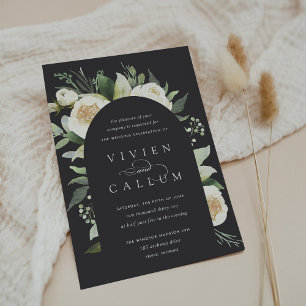 Ivory Bloom Watercolor Floral Arch Wedding Invitation