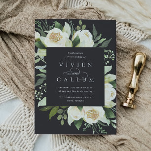 Ivory Bloom Watercolor Floral Frame Wedding Invitation
