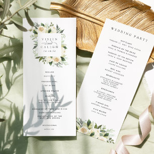 Ivory Bloom Watercolor Floral Frame Wedding Programme