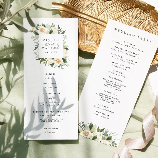 Ivory Bloom | Watercolor Floral Frame Wedding Programme (Creator Uploaded)