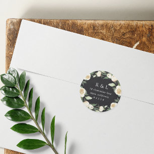 Ivory Bloom   Watercolor Floral Return Address Classic Round Sticker