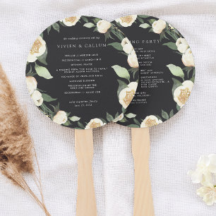 Ivory Bloom   Watercolor Floral Wedding Program Hand Fan