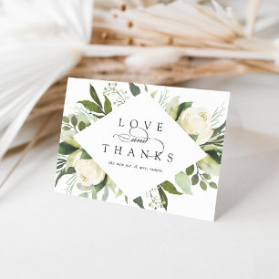 Ivory Bloom Watercolor Floral Wedding Thank You Card
