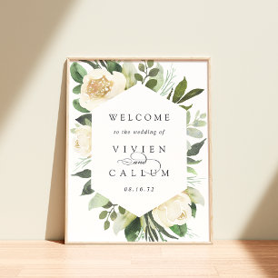 Ivory Bloom   Watercolor Floral Wedding Welcome Poster