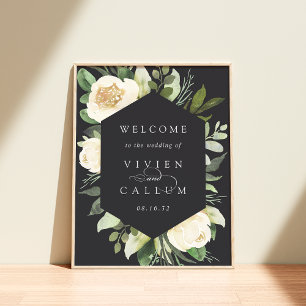 Ivory Bloom Watercolor Floral Wedding Welcome Poster
