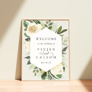 Ivory Bloom Watercolor Floral Wedding Welcome Poster