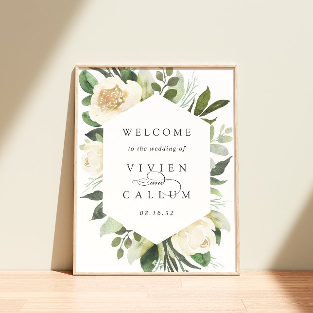 Ivory Bloom | Watercolor Floral Wedding Welcome Poster (Creator Uploaded)