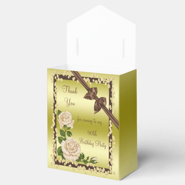 Ivory Blossom, Bows & Diamonds 90th Favour Box (Opened)