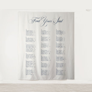 Ivory Blue Alphabetical Wedding Seating Chart Tapestry