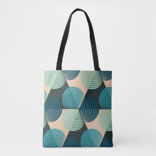 Ivory-Blue Geometric: Retro Tile Elegance. Tote Bag