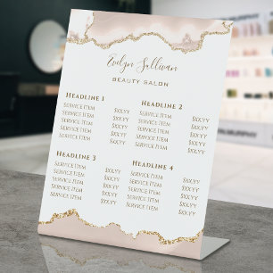 Ivory Blush Agate Beauty Salon Price List Pedestal Sign