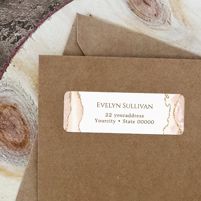 Ivory blush agate return address label (Creator Uploaded)