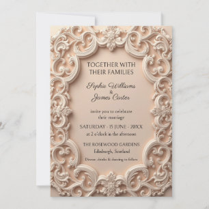 Ivory Blush Baroque Frame Wedding Invitation