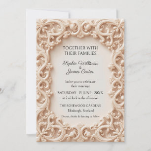Ivory Blush Baroque Ornate Wedding Invitation