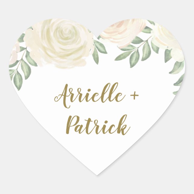 Ivory Blush Champagne Wedding Favour Stickers (Front)