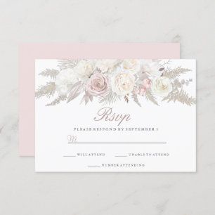 Ivory & Blush Floral Winter Wedding RSVP Card