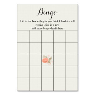 ivory blush gold floral bridal shower bingo cards
