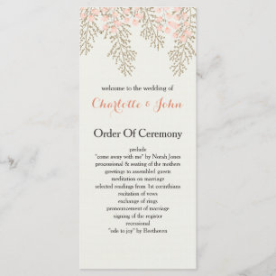 ivory blush gold floral wedding programs programme