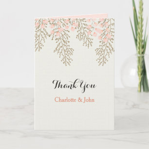ivory blush gold floral wedding Thank You Card