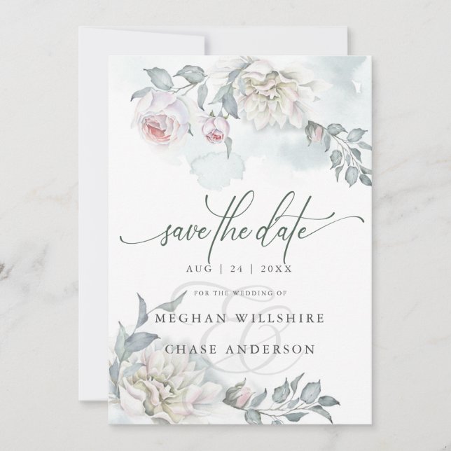 Ivory Blush Pink Cottage Flowers Invitation (Front)