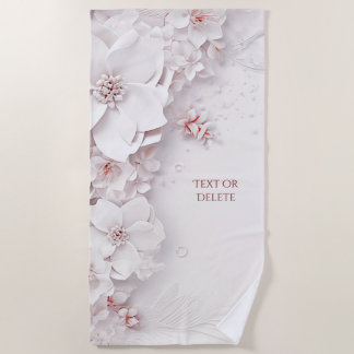 Ivory Blush Pink Floral Beach Towel