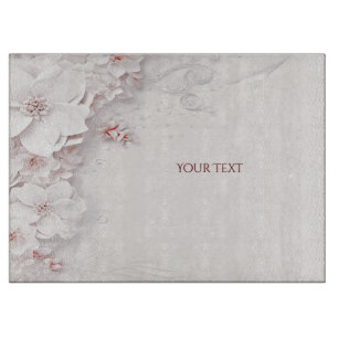 Ivory Blush Pink Floral Cutting Board