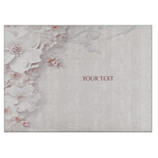 Ivory Blush Pink Floral Cutting Board